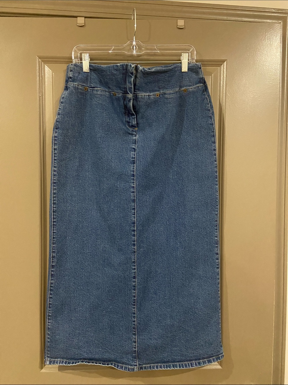 Evan Picone Classic Denim Midi Skirt in Blue